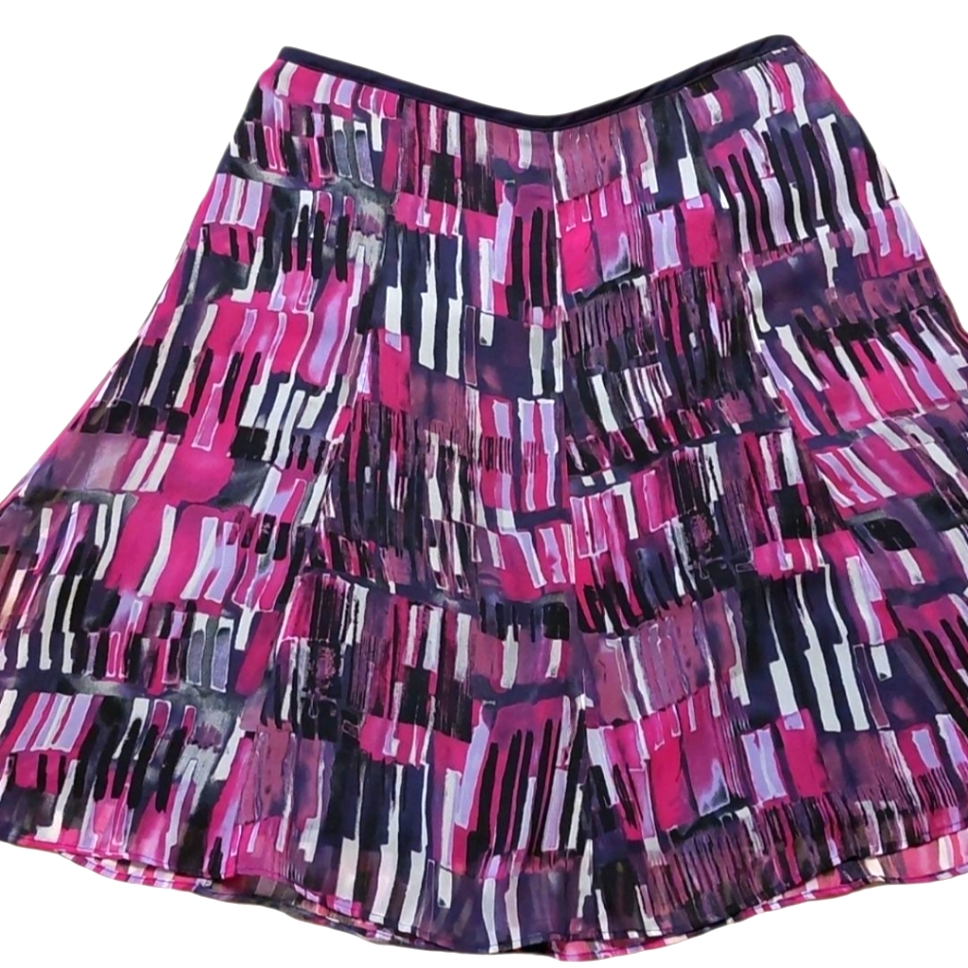 Ann Taylor Petites Flirty Skirt Size 4p Purples Black Grays Euc